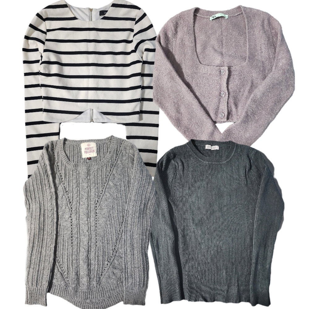 Striped and Solid Sweater Bundle Lot